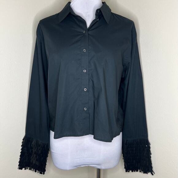 J Crew Collection Garçon Shirt 10 Limited Edition Sequin Cuff Button Cropped Top - Picture 2 of 10